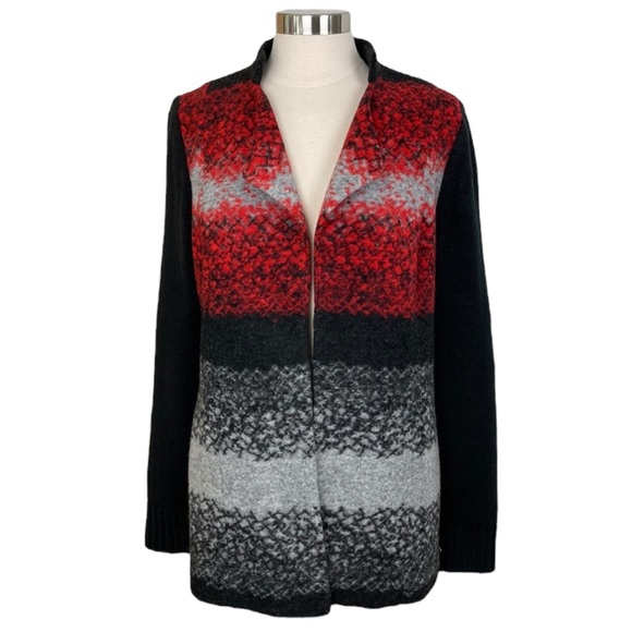 Wool Blend Open Front Long Cardigan Jacket - Picture 14 of 14